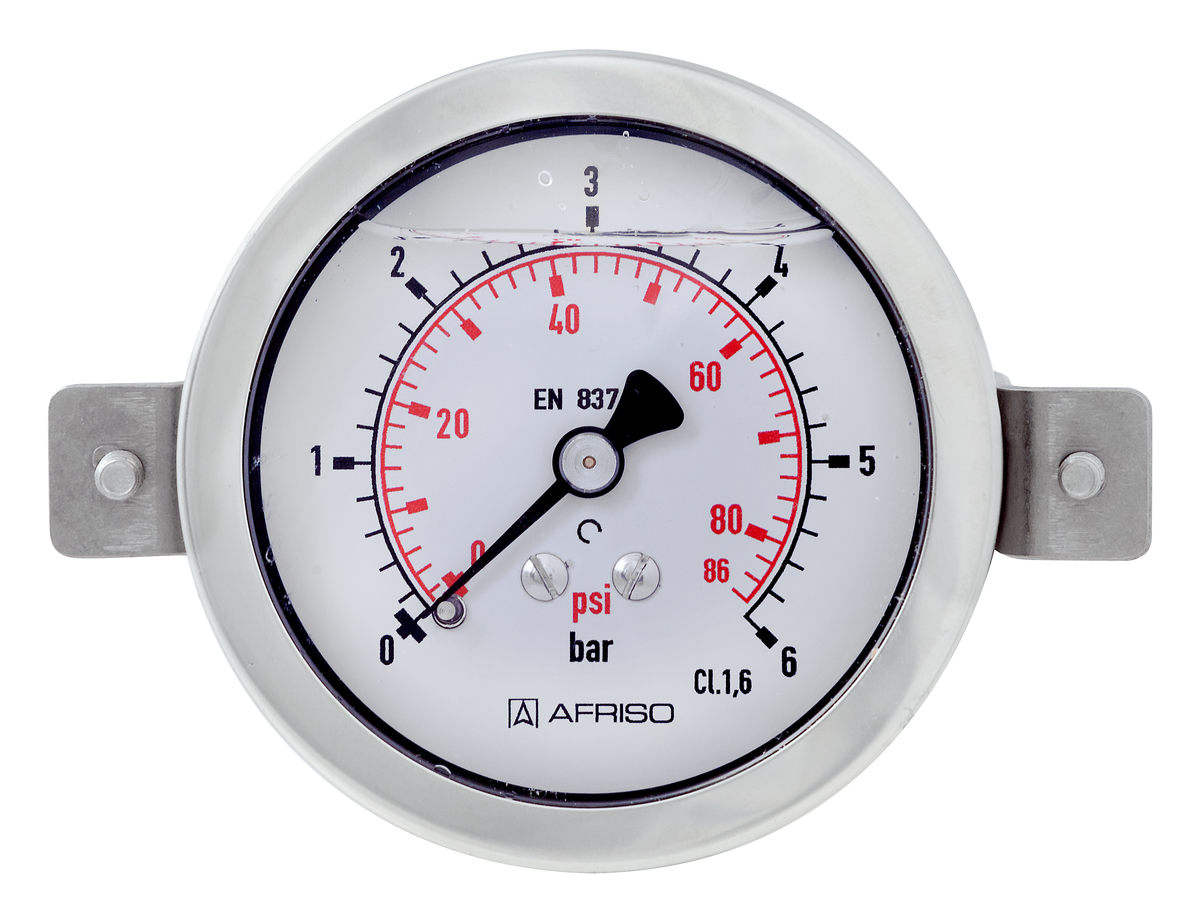 AFRISO Rohrfeder-Glyzerinmanometer RF63Gly 0/6bar G1/4B axial Kl.1,6 D751 VOR 43660