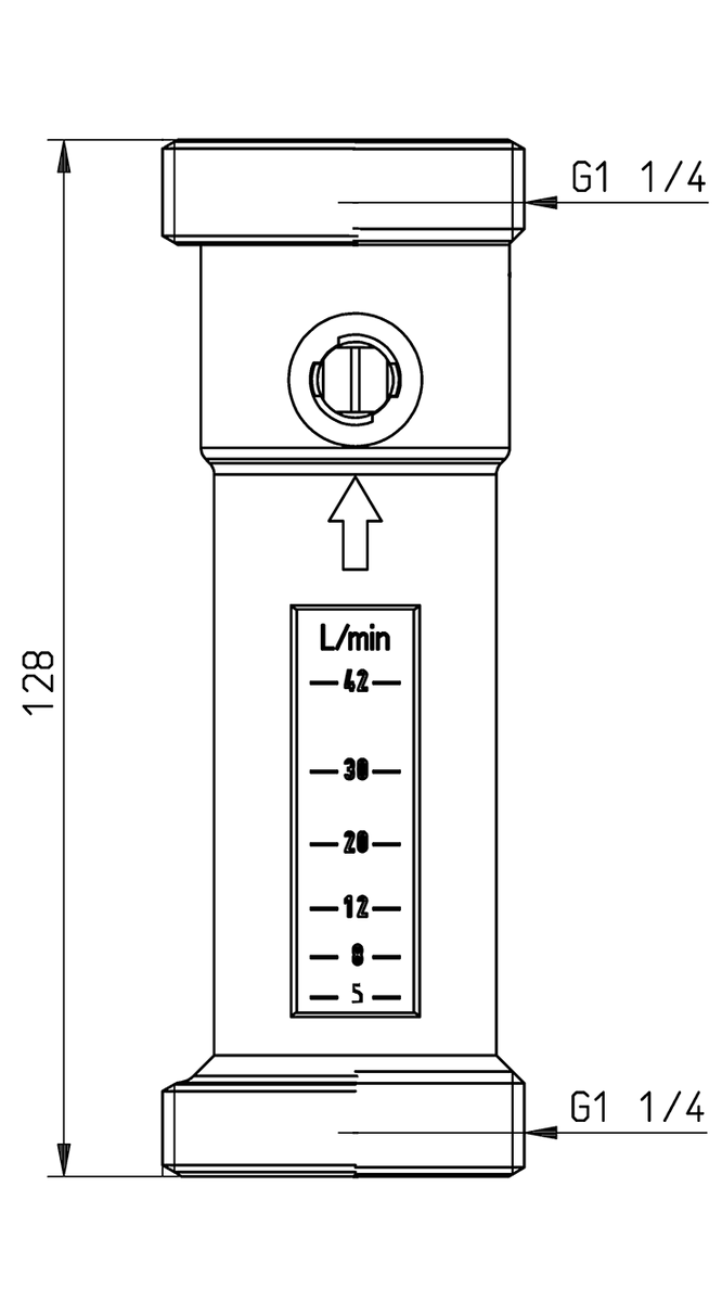 AFRISO Durchflussmesser DFM 20-2M G1 1/4 AG x G1 1/4 AG, 5-42 Liter/min BEF 70920 70930