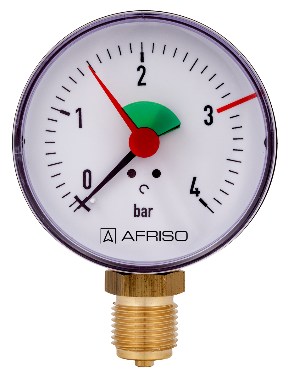 AFRISO Heizungsmanometer HZ 80 0/4bar G1/2B radial Kl.2,5 VOR 15610