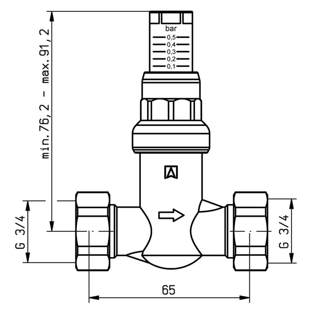 AFRISO Differenzdruck-Überströmventil DÜ 0 - 0,5bar, G3/4, gerade Ausführung BEF 112350