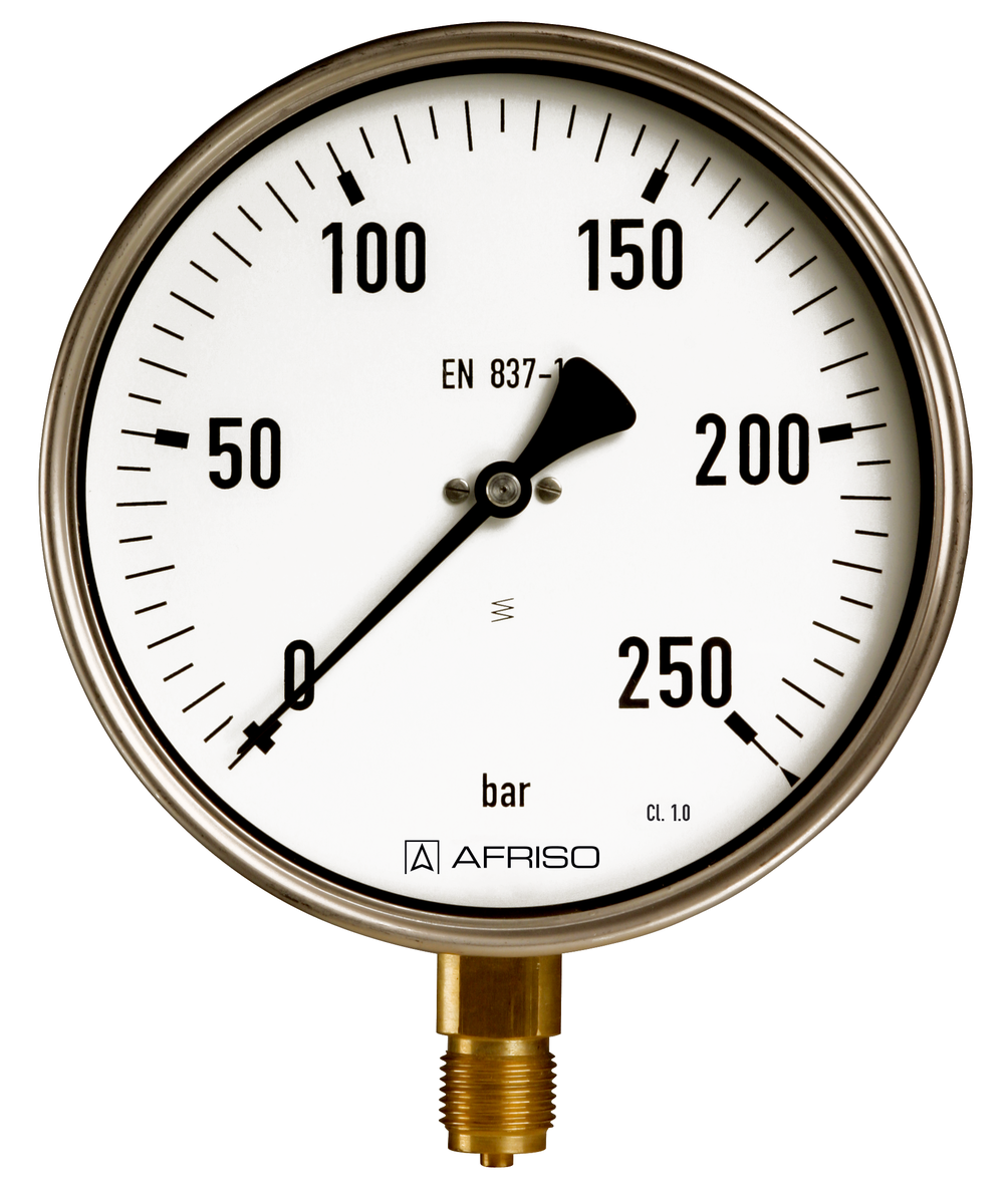 AFRISO Rohrfeder-Industriemanometer RF160I 0/250bar G1/2B radial Kl.1,0 D401 VOR 32540