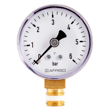 AFRISO Rohrfedermanometer RF 50 0/6bar G1/4B mit PTFE-Dichtring radial Kl.2,5 VOR 15810 15820 15830
