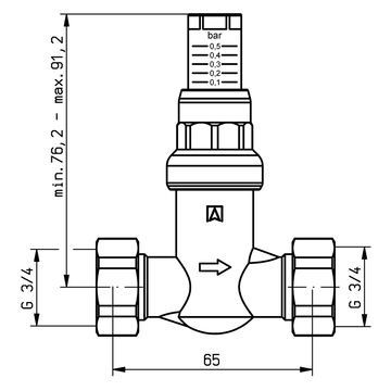 AFRISO Differenzdruck-Überströmventil DÜ 0 - 0,5bar, G3/4, gerade Ausführung BEF 112350