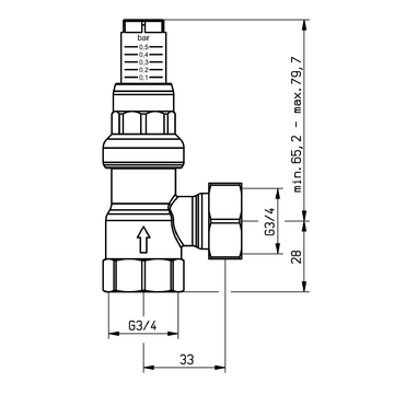 AFRISO Differenzdruck-Überströmventil DÜ 0 - 0,5bar, G3/4, Eckausführung BEF 112340 112360
