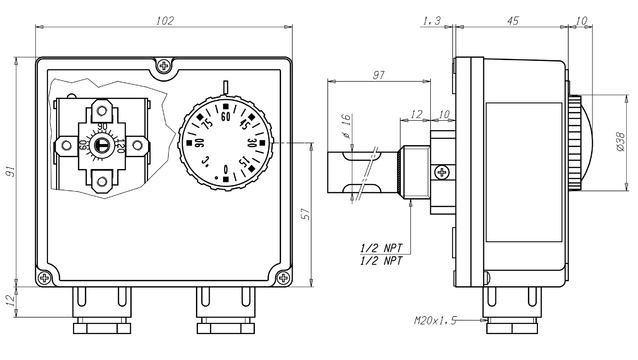 Twin thermostats with housing GDT - AFRISO - AFRISO