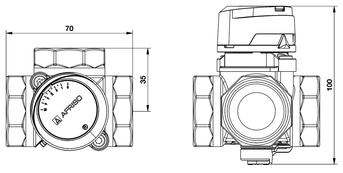 AFRISO 3-Wege-Mischventil ARV 384 Vario DN25 Rp1 BEF 110150