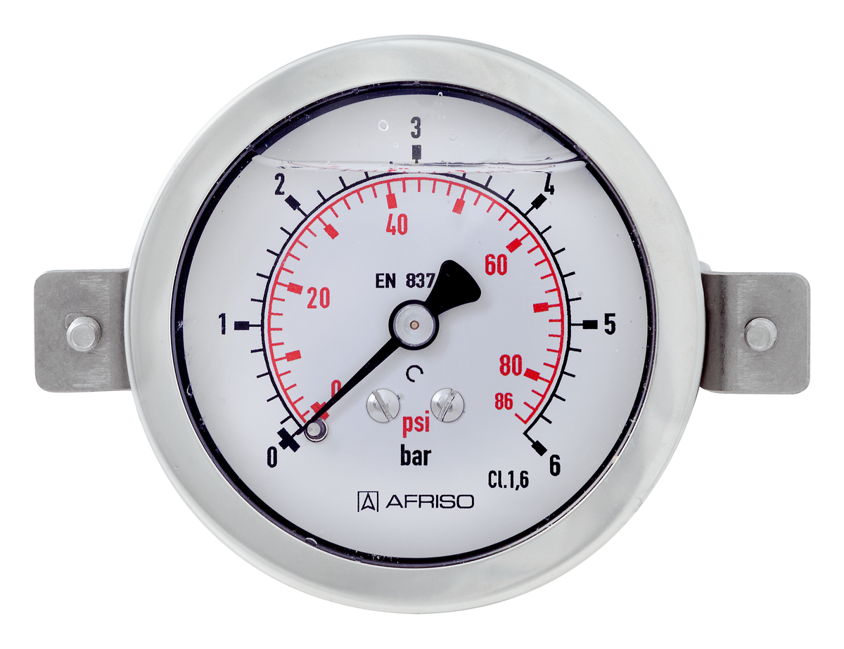 AFRISO Rohrfeder-Glyzerinmanometer RF63Gly 0/6bar G1/4B axial Kl.1,6 D751 VOR 43610