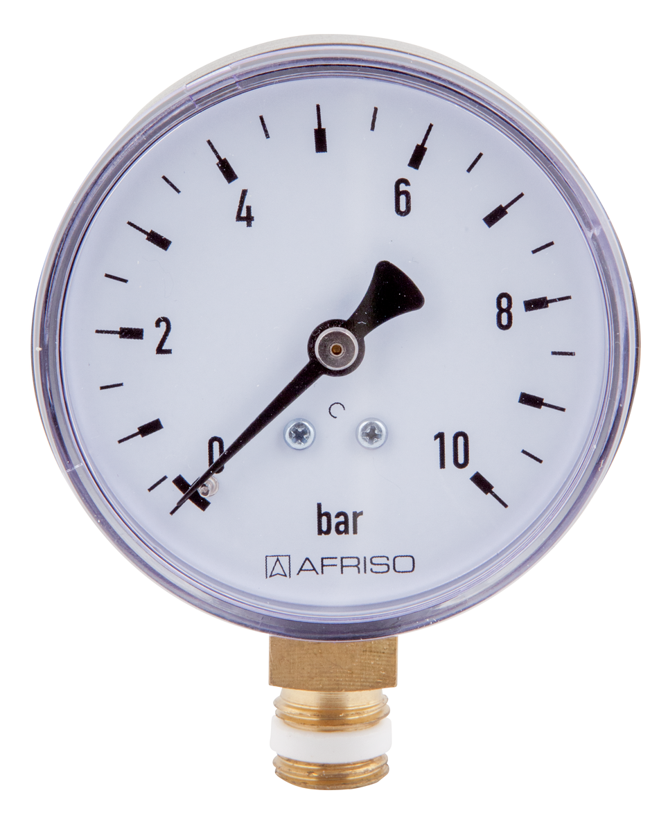 AFRISO Rohrfedermanometer RF 63 -1/0bar G1/4B mit PTFE-Dichtring radial Kl.2,5 VOR 15860 15870 15880 15890 15900 15910