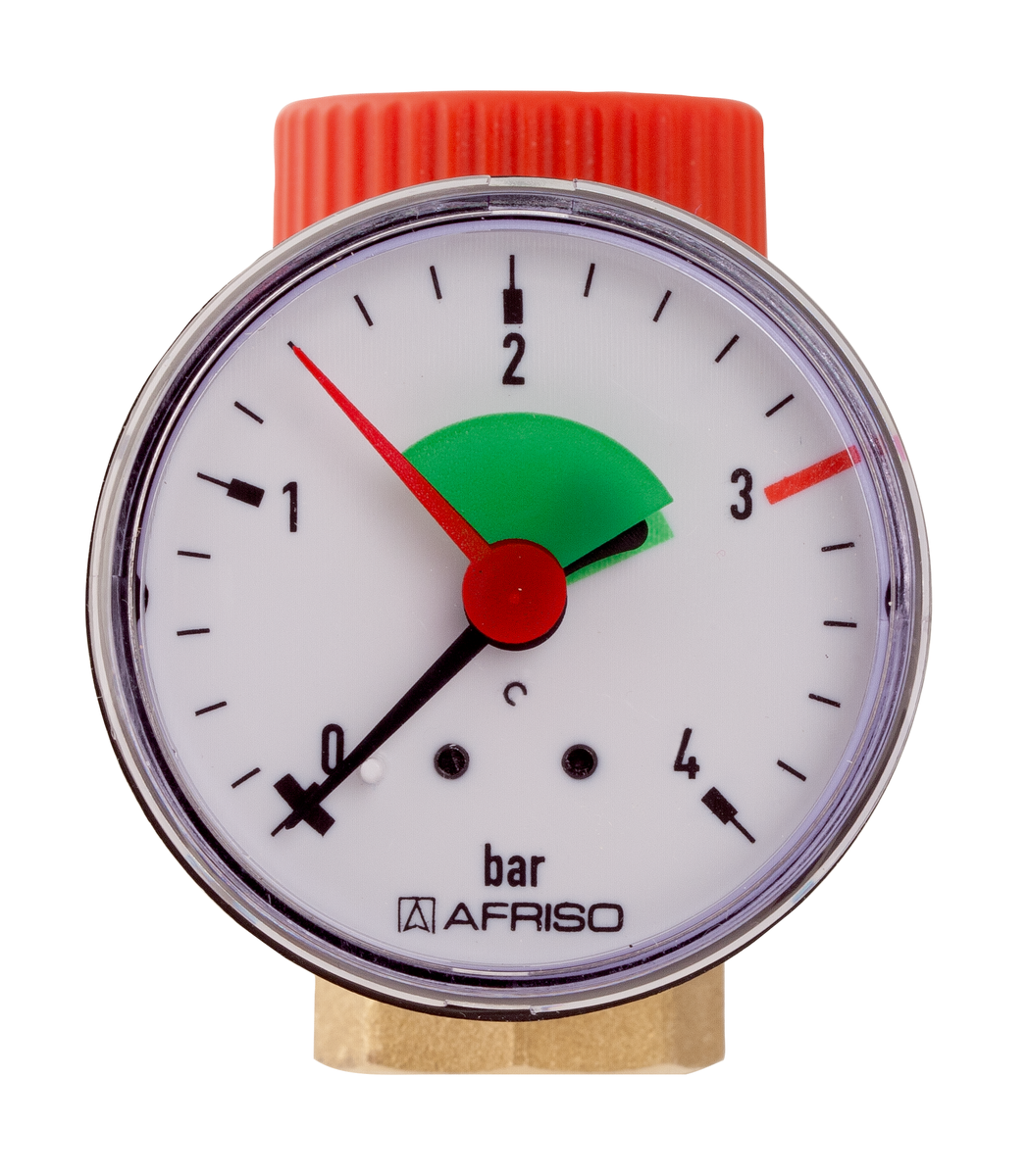 AFRISO Membran-Sicherheitsventil MSM G1/2 x G3/4, 3,0bar, mit Manometer VOR 111640