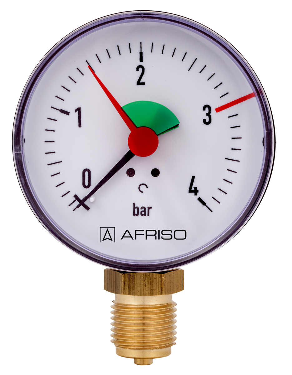 AFRISO Heizungsmanometer HZ 80 0/4bar G1/2B radial Kl.2,5 VOR 15560