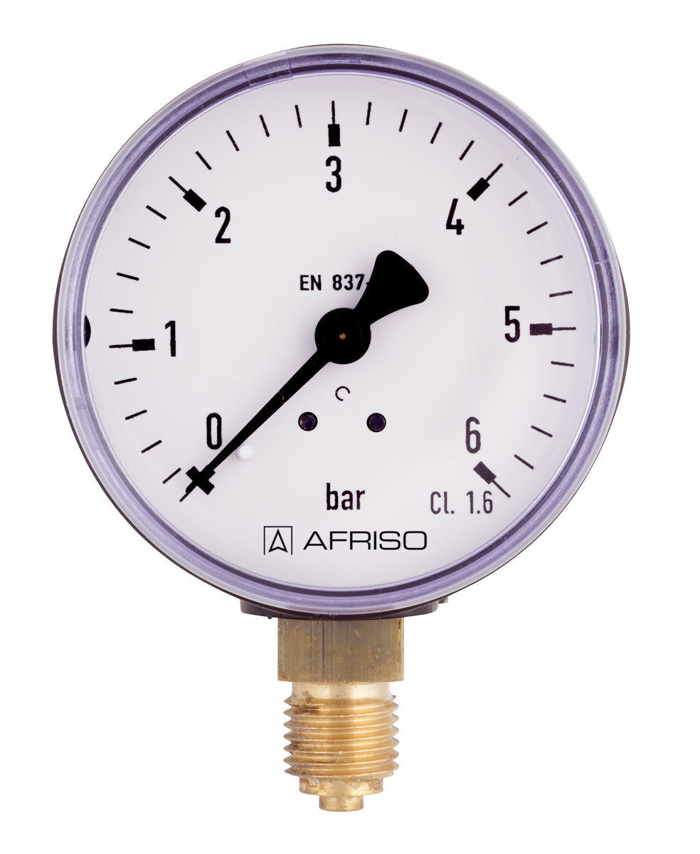 AFRISO Rohrfeder-Standardmanometer RF63 0/6bar G1/4B radial Kl.1,6 D101 VOR 17150