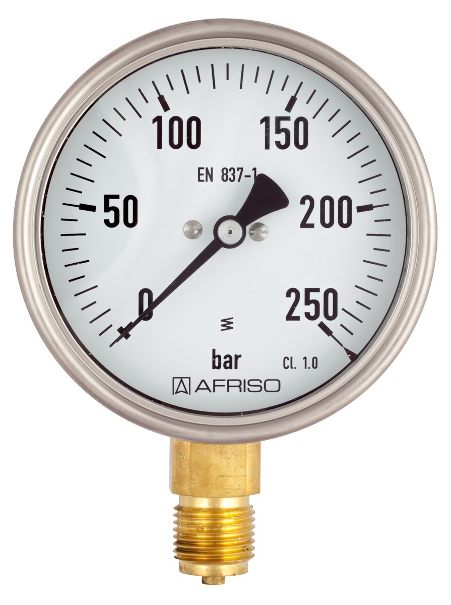AFRISO Rohrfeder-Industriemanometer RF100I 0/250bar G1/2B radial Kl.1,0 D401 VOR 30370
