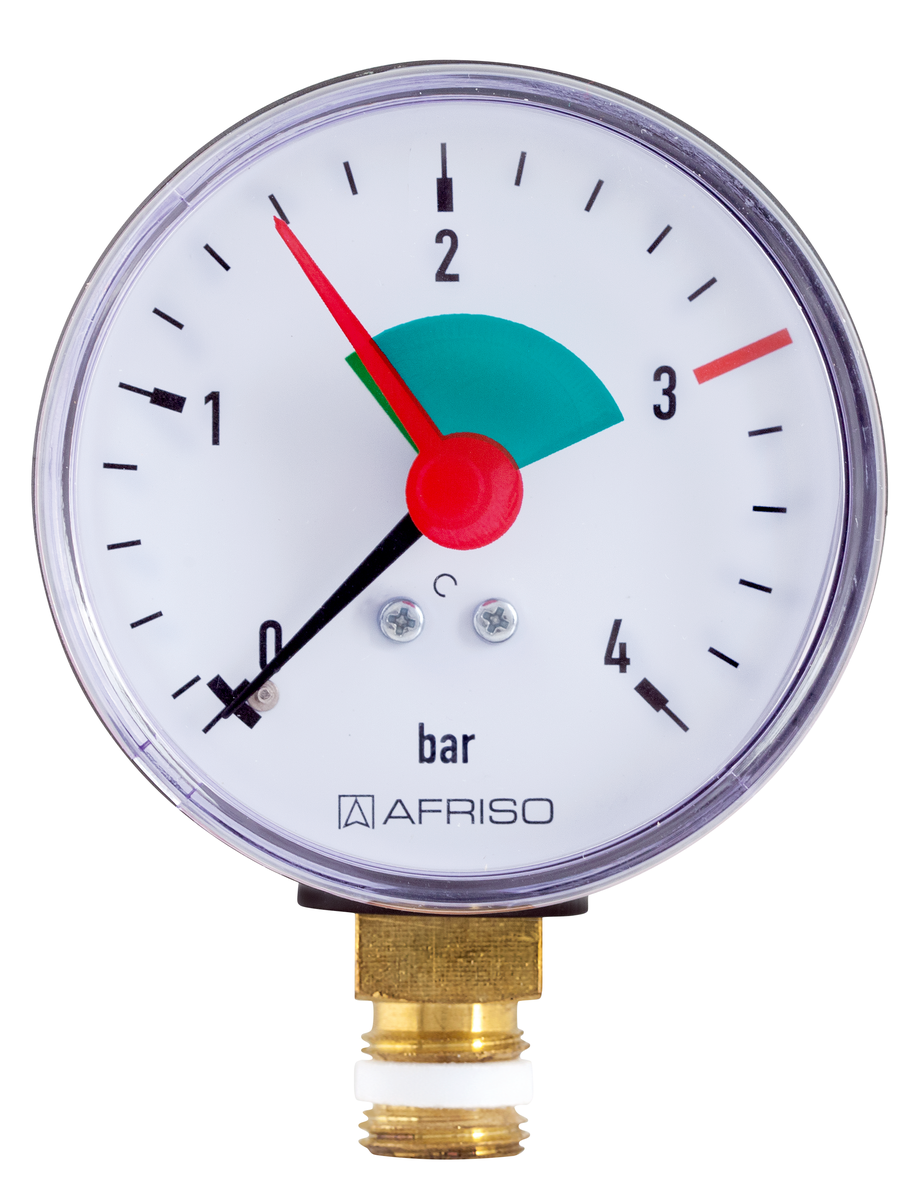 AFRISO Heizungsmanometer HZ 63 0/4bar G1/4B mit PTFE-Dichtring radial Kl.2,5 VOR 15500