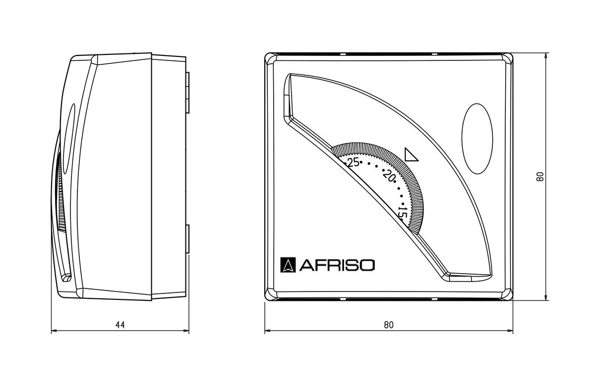 AFRISO Raumthermostat TA 03 ohne Schalter, ohne Lampe BEF 73620