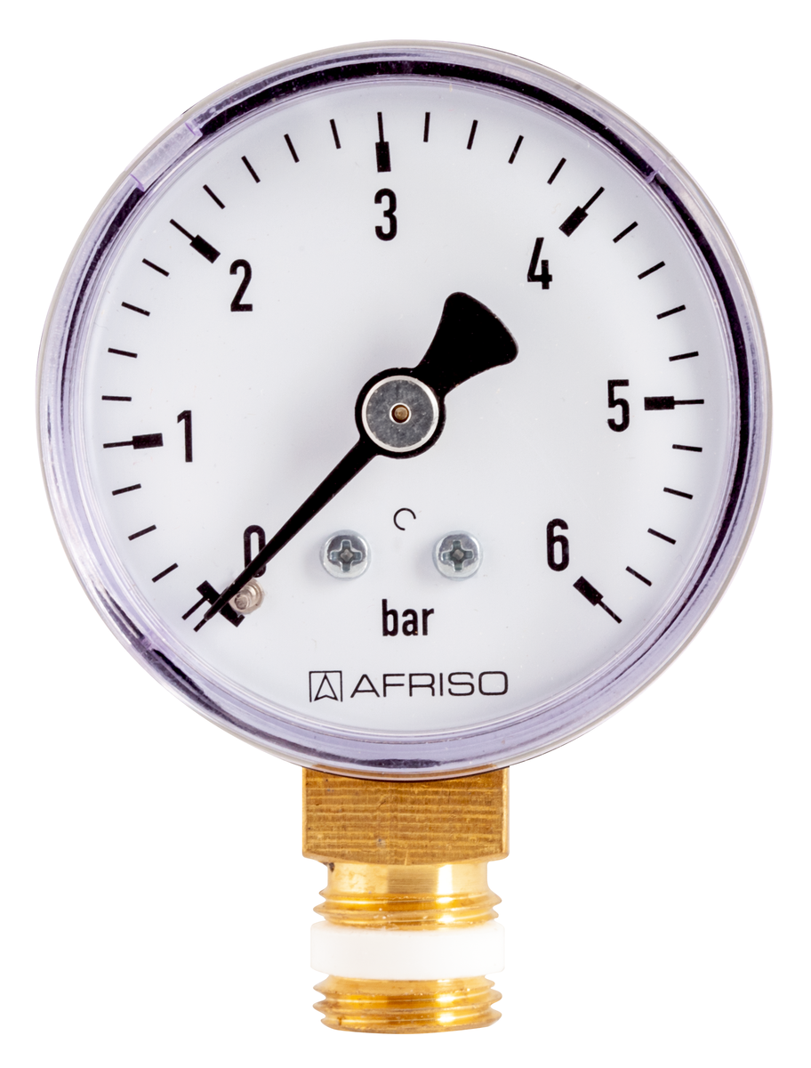 AFRISO Rohrfedermanometer RF 50 0/6bar G1/4B mit PTFE-Dichtring radial Kl.2,5 VOR 15760 15770 15780