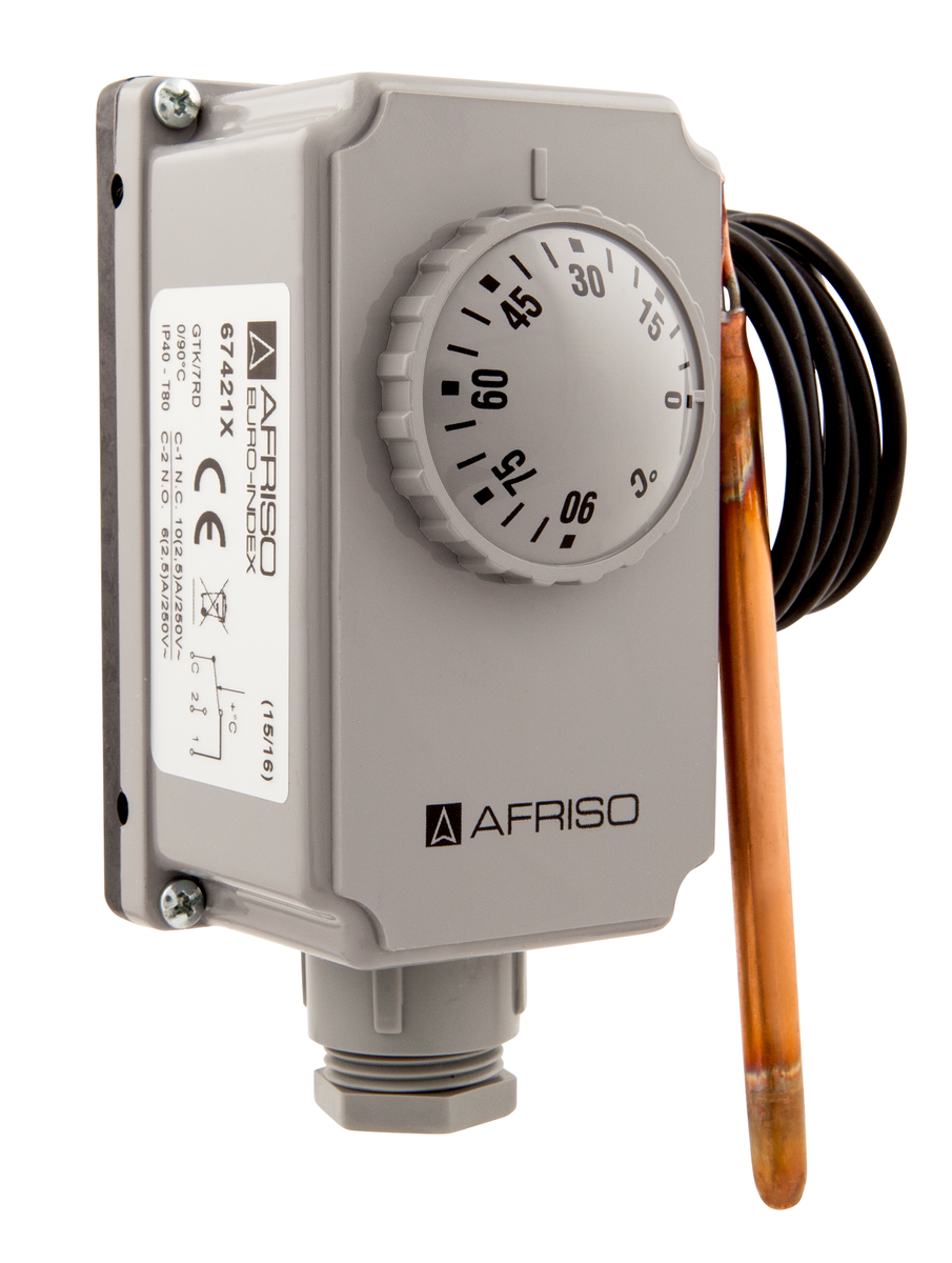 AFRISO Gehäusethermostat mit Kapillare GTK/7RD, 0/90C, Kapillarlänge 1000mm SAR 76730 76740