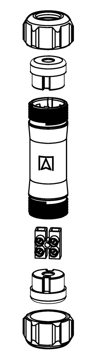 AFRISO Kabelverlängerungsarmatur KVA für 2-adrige elektr.Leitungen max 42V/4A EXP 95450