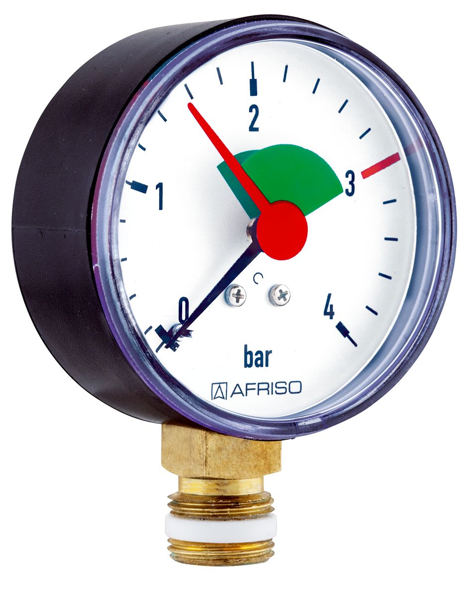 AFRISO Heizungsmanometer HZ 63 0/4bar G3/8B mit PTFE-Dichtring radial Kl.2,5 SAL 15580