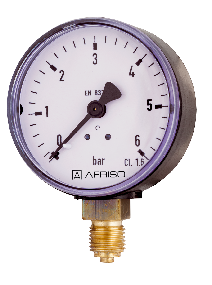 AFRISO Rohrfeder-Standardmanometer RF63 0/6bar G1/4B radial Kl.1,6 D101 SAR 17150