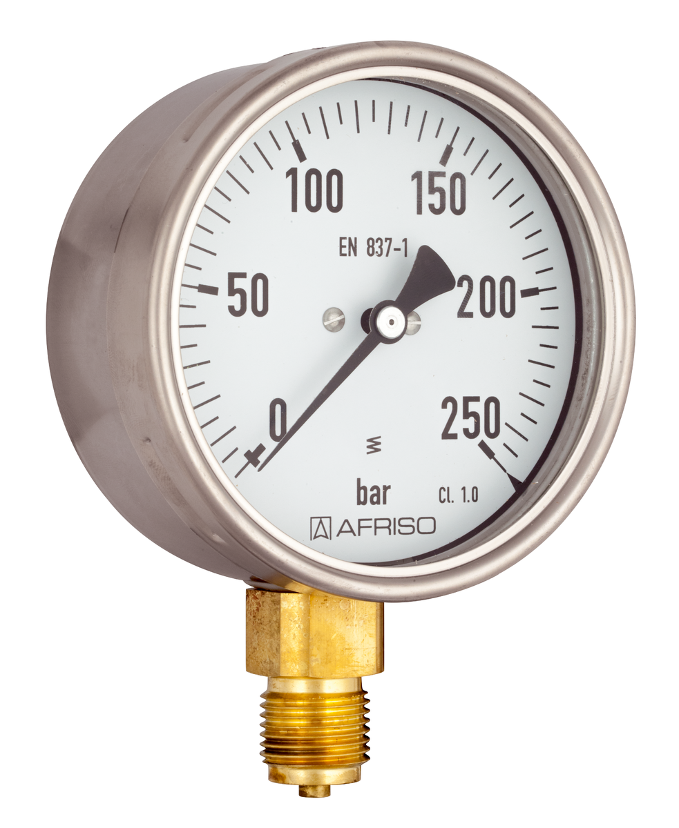 AFRISO Rohrfeder-Industriemanometer RF100I 0/250bar G1/2B radial Kl.1,0 D401 SAL 32280