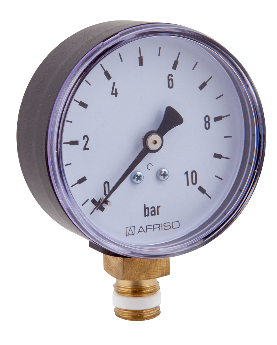 AFRISO Rohrfedermanometer RF 63 -1/0bar G1/4B mit PTFE-Dichtring radial Kl.2,5 SAL 15860 15870 15880 15890 15900 15910