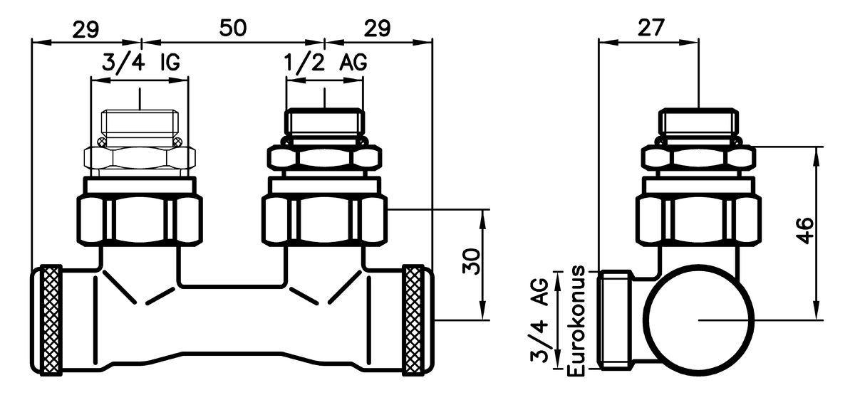 AFRISO Kombiblock VarioQ-Kombi S Eck DN15 G1/2 AG BEF 92780 92810