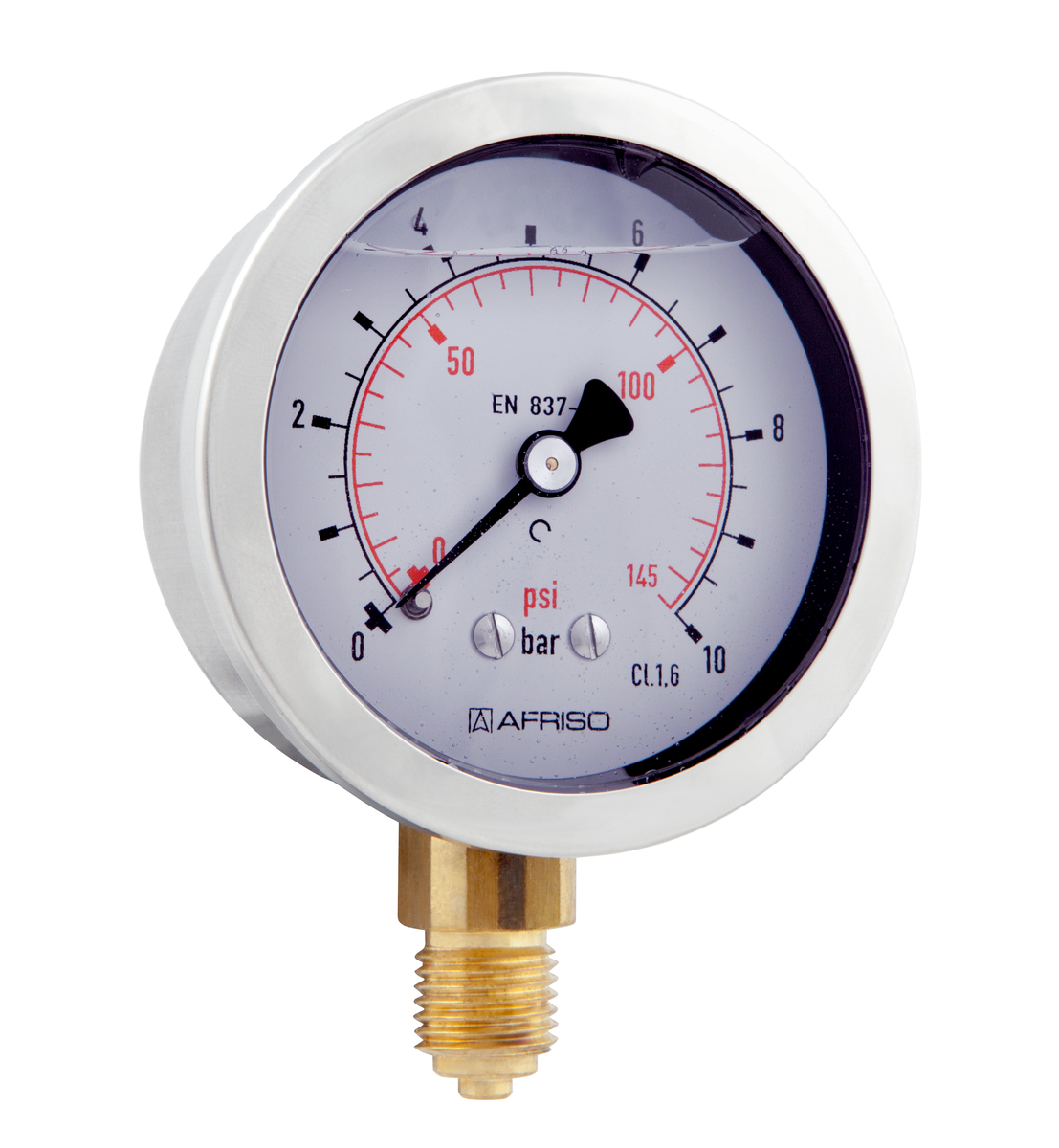 AFRISO Rohrfeder-Glyzerinmanometer RF63Gly 0/10bar G1/4B radial Kl.1,6 D701 SAL 41180