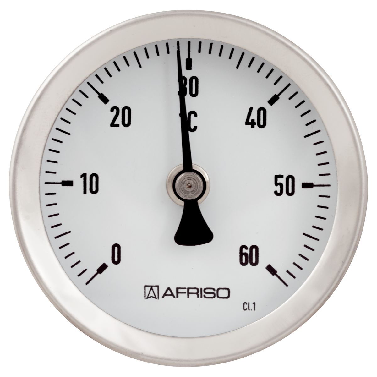 AFRISO Bimetall-Zeigerthermometer 0-120 °C d = 80mm Kunststoffgehäuse mit Fühle 