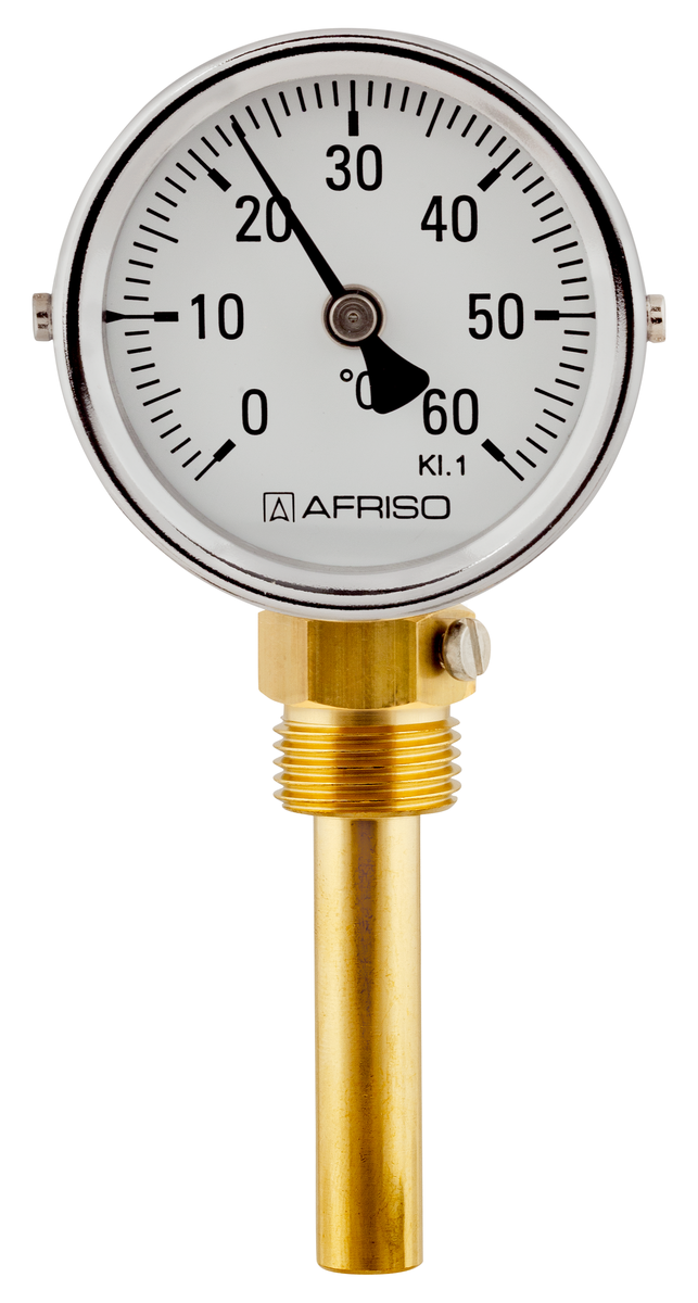 AFRISO Anlegethermometer Fußbodenheizung ATh 63 S 0/60°C 3/8-1 1/2 Kl. 2,  mit Feder