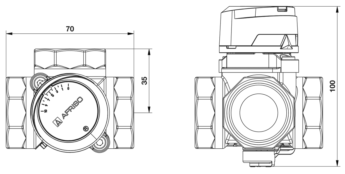 AFRISO 3-Wege-Mischventil ARV 382 Vario DN20 Rp3/4 BEF 110140