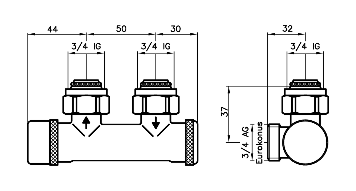 AFRISO Kombiblock 456-DP Eck DN15 G3/4 ÜM BEF 95640