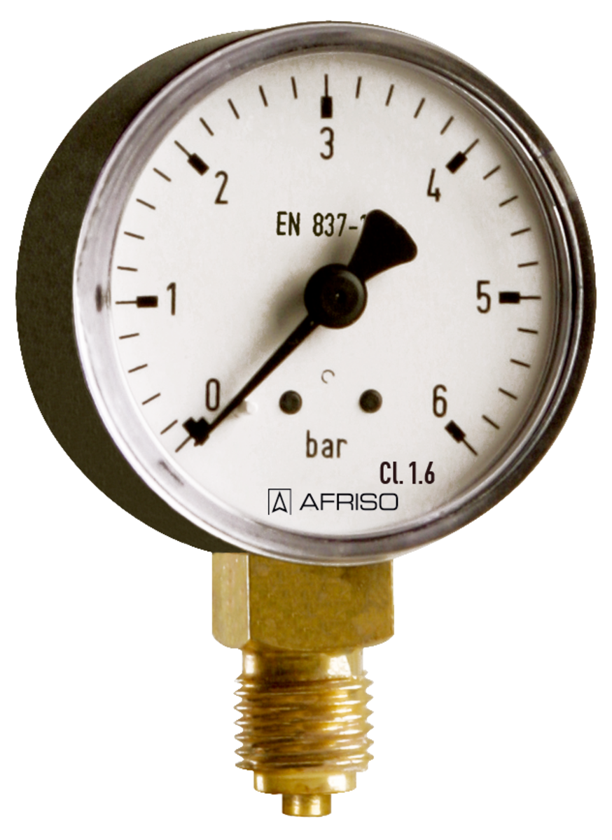 AFRISO Rohrfeder-Standardmanometer RF50 0/6bar G1/4B radial Kl.1,6 D101 SAL 16910