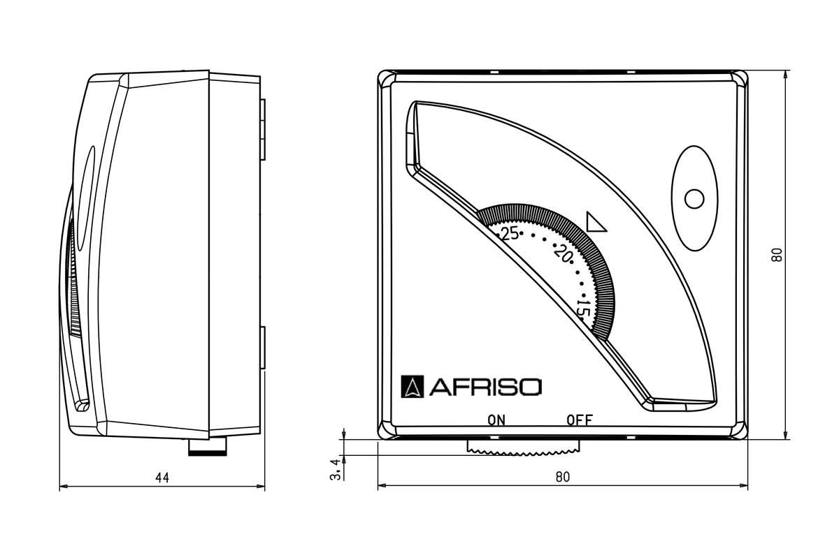 AFRISO Raumthermostat TA 03 mit Lampe und Ein-/Aus-Schalter BEF 73640