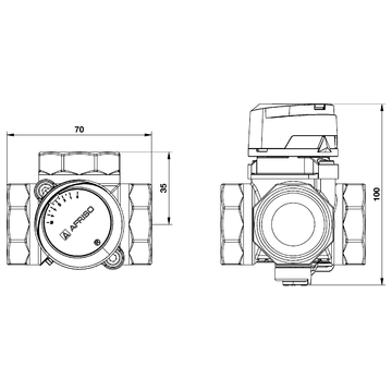 AFRISO 3-Wege-Mischventil ARV 384 Vario DN25 Rp1 BEF 110150