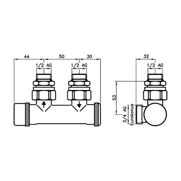 AFRISO Kombiblock 456-DP Eck  DN15 G1/2 AG BEF 95610