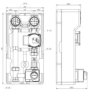 AFRISO Heizungspumpengruppe PrimoTherm 180-2 DN25 WP 3WM-SM Vario BEF 105960