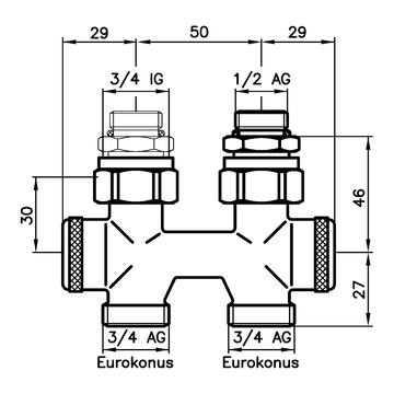 AFRISO Kombiblock VarioQ-Kombi S Durchgang DN15 G1/2 AG BEF 92790 92820