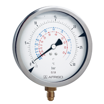 Afriso Standard Bourdon tube pressure gauges for refrigeration engineering type D7 with glycerine filling