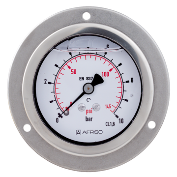 Afriso Glycerine filled Bourdon tube pressure gauges Type D7
