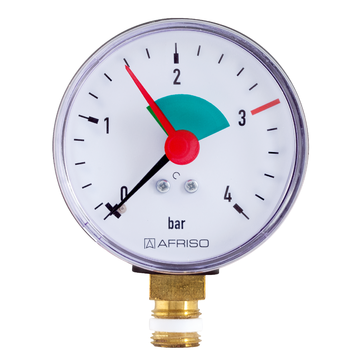 AFRISO Heizungsmanometer HZ 63 0/4bar G1/4B mit PTFE-Dichtring radial Kl.2,5 VOR 15550