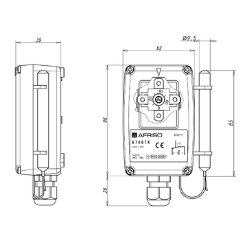 AFRISO Gehäuse-Raumthermostat GRT/7HT 0/60C, von innen einstellbar BEF 74080