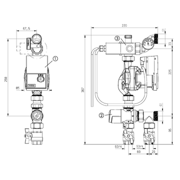 AFRISO Pumpengruppe PrimoTherm Floor 130  G1 ATM563 WP BEF 105870