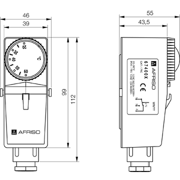 AFRISO Gehäuse-Anlegethermostat GAT/7RC 0/60C BEF 73930 73940