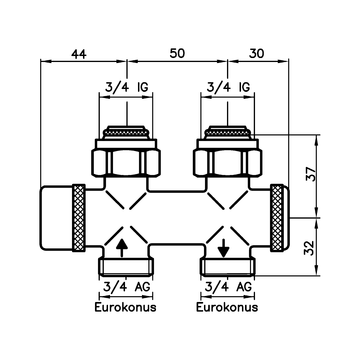 AFRISO Kombiblock 456-DP Durchgang DN15 G3/4 ÜM BEF 95630