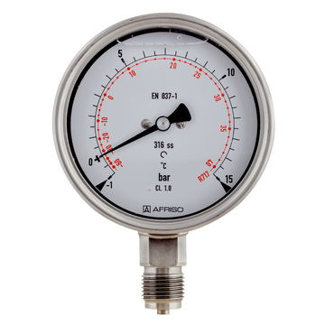 Afriso Rohrfeder-Standardmanometer für die Kältetechnik Typ D8 mit Glyzerinfüllung