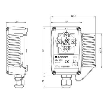 AFRISO Gehäuse-Raumthermostat GRT/7HT 0/40C, von innen einstellbar BEF 76600