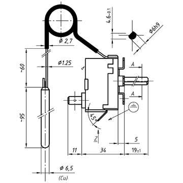 AFRISO Temperatur-Regelthermostat TRT TR2/711 EU 0/90C 1000mm BEF 76770 76780 76790