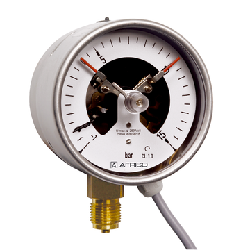 Afriso Bourdon tube pressure gauges for industrial applications with electrical contact type D4