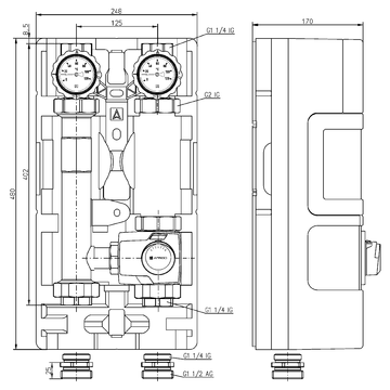 AFRISO Heizungspumpengruppe PrimoTherm® K 180-2 DN32 KVS Vario