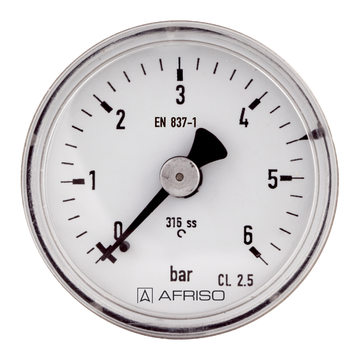 Afriso Rohrfeder-Edelstahlmanometer Typ D3